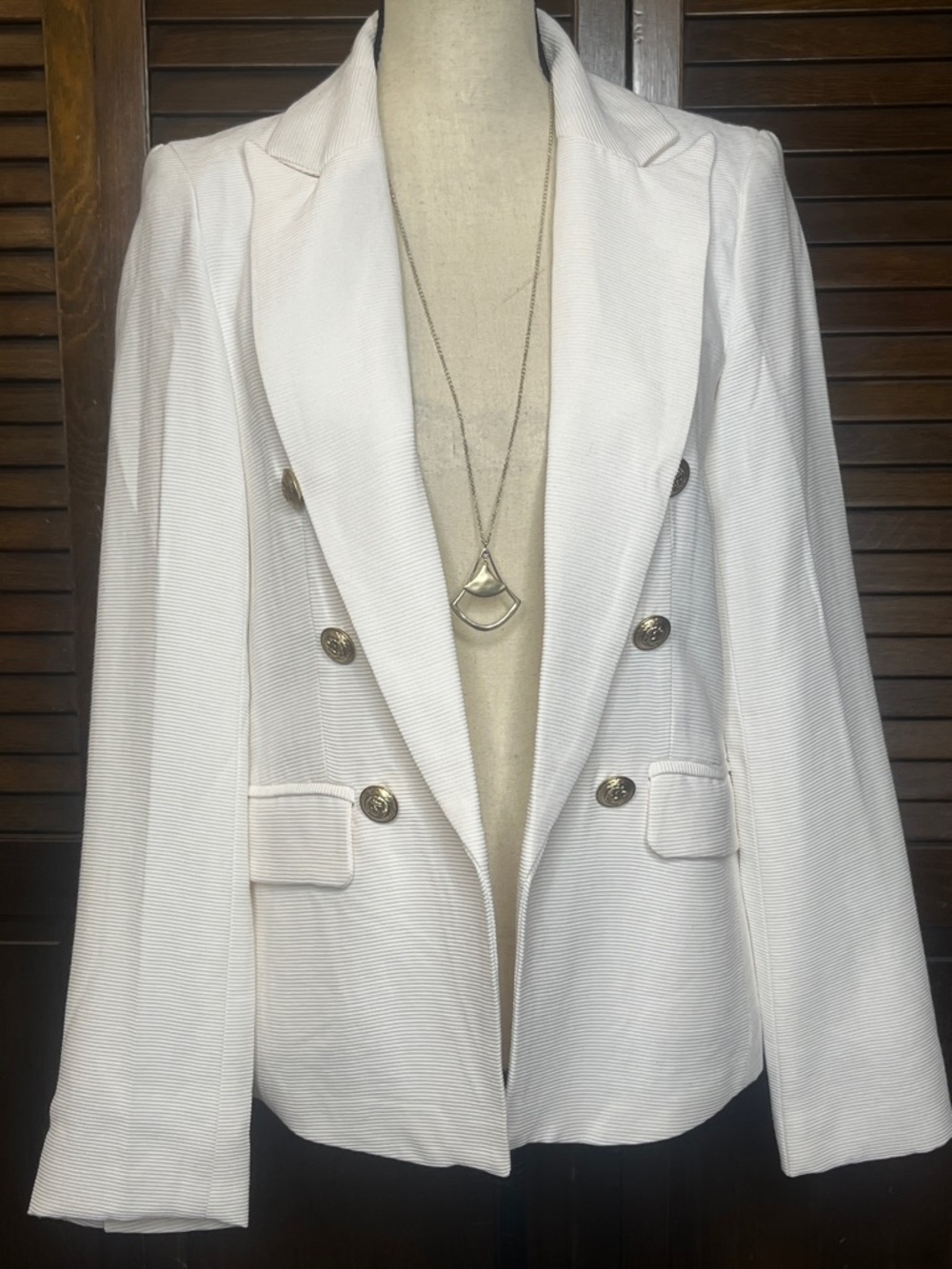 Rachel Zoe Off-White Double-Breasted Blazer with Gold Buttons
